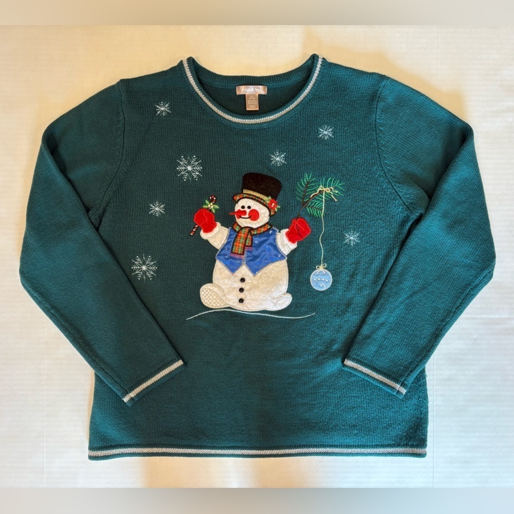 White Stag Ugly Christmas pullover crewneck sweater snowman size L